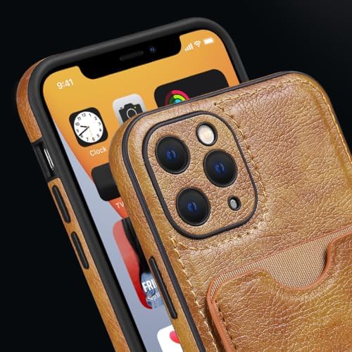 Leather Case for iPhone, Business Wallet Cover with Card Slot Full Coverage Lens Protective