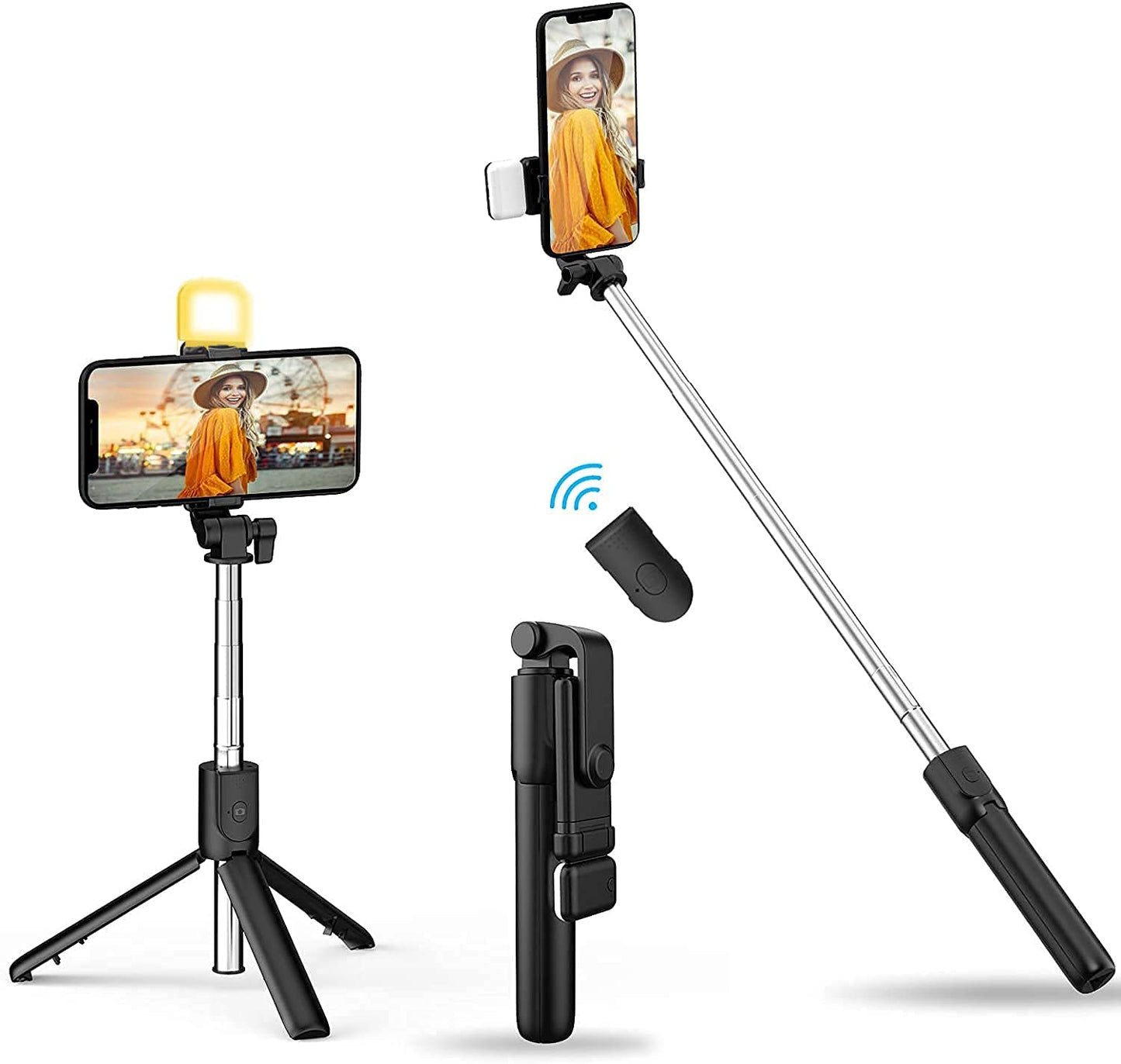 R1s Selfie Stick with Light & Stand